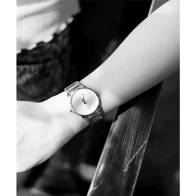  Shop Authentic Calvin Klein Stately Silver Dial Silver Steel Strap Watch for Women - K3G2312W - Luxxuri