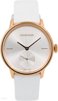  Shop Authentic Calvin Klein Accent Silver Dial White Leather Strap Watch for Women - K2Y236K6 - Luxxuri