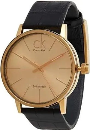  Shop Authentic Calvin Klein Post Minimal Gold  Dial Black Leather Strap Watch For Men - K7621501 - Luxxuri