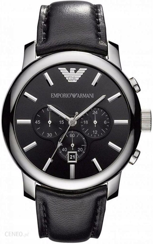  Shop Authentic Emporio Armani Classic Chronograph Black Dial Black Leather Strap Watch For Men - AR0431 - Luxxuri