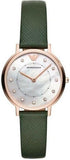  Shop Authentic Emporio Armani Mother of Pearl Dial Green Leather Strap Watch For Women - AR11150 - Luxxuri