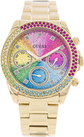  Shop Authentic Guess Confetti Chronograph Rainbow Dial Gold Steel Strap Watch For Women  - GW0483L4 - Luxxuri