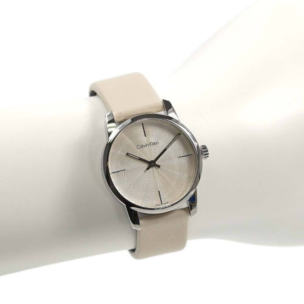  Shop Authentic Calvin Klein City White Dial White Leather Strap Watch for Women - K2G231XH - Luxxuri