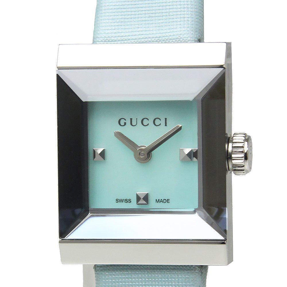  Shop Authentic Gucci G-Frame Pastel Blue Mother of Pearl Dial Blue Leather Strap Watch For Women - YA128531 - Luxxuri