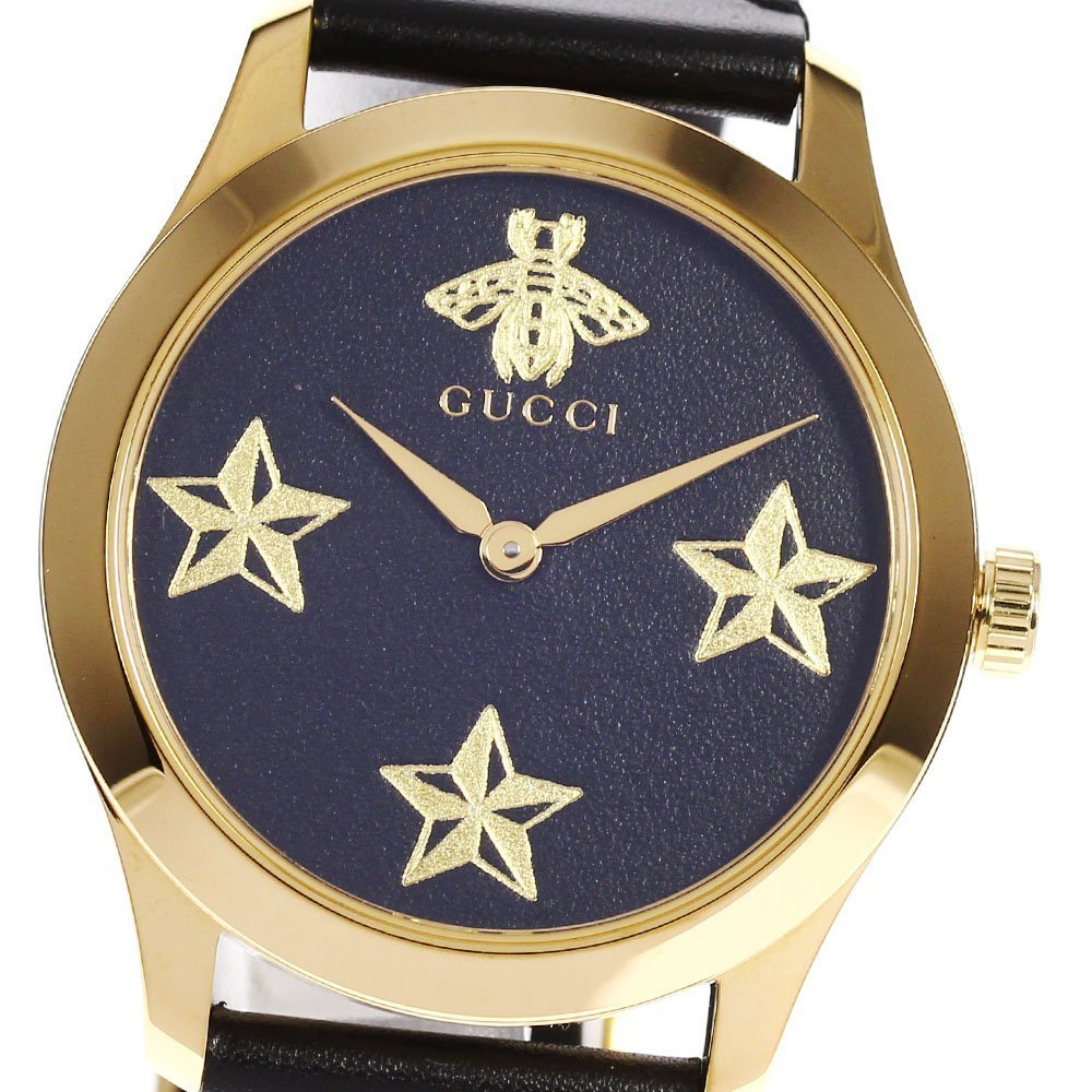  Shop Authentic Gucci G Timeless Bee Motif Black Dial Black Leather Strap Watch For Women - YA1264055 - Luxxuri