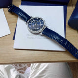  Shop Authentic Swarovski Passage Chrono Crystal Blue Dial Blue Leather Strap Watch for Women - 5580342 - Luxxuri