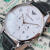  Shop Authentic Emporio Armani Classic Chronograph Silver Dial Grey Leather Strap Watch For Men - AR1861 - Luxxuri