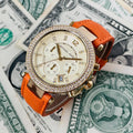  Shop Authentic Michael Kors Parker Champagne Dial Orange Leather Strap Watch for Women - MK2279 - Luxxuri