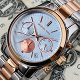  Shop Authentic Michael Kors Runway Chronograph Blue Dial Two Tone Steel Strap Watch For Women - MK6166 - Luxxuri