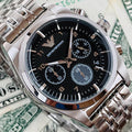  Shop Authentic Emporio Armani Franco Black Dial Silver Steel Strap Watch For Men - AR0373 - Luxxuri