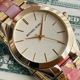  Shop Authentic Michael Kors Slim Runway Gold Dial Two Tone Steel Strap Watch for Women - MK4300 - Luxxuri