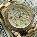 Michael Kors Runway Gold Dial Gold Steel Strap Watch for Women - MK5575