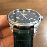 Shop Authentic Gucci G-Timeless Black Dial Green Leather Strap Unisex Watch - YA126326 - Luxxuri