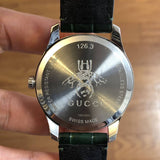  Shop Authentic Gucci G-Timeless Black Dial Green Leather Strap Unisex Watch - YA126326 - Luxxuri