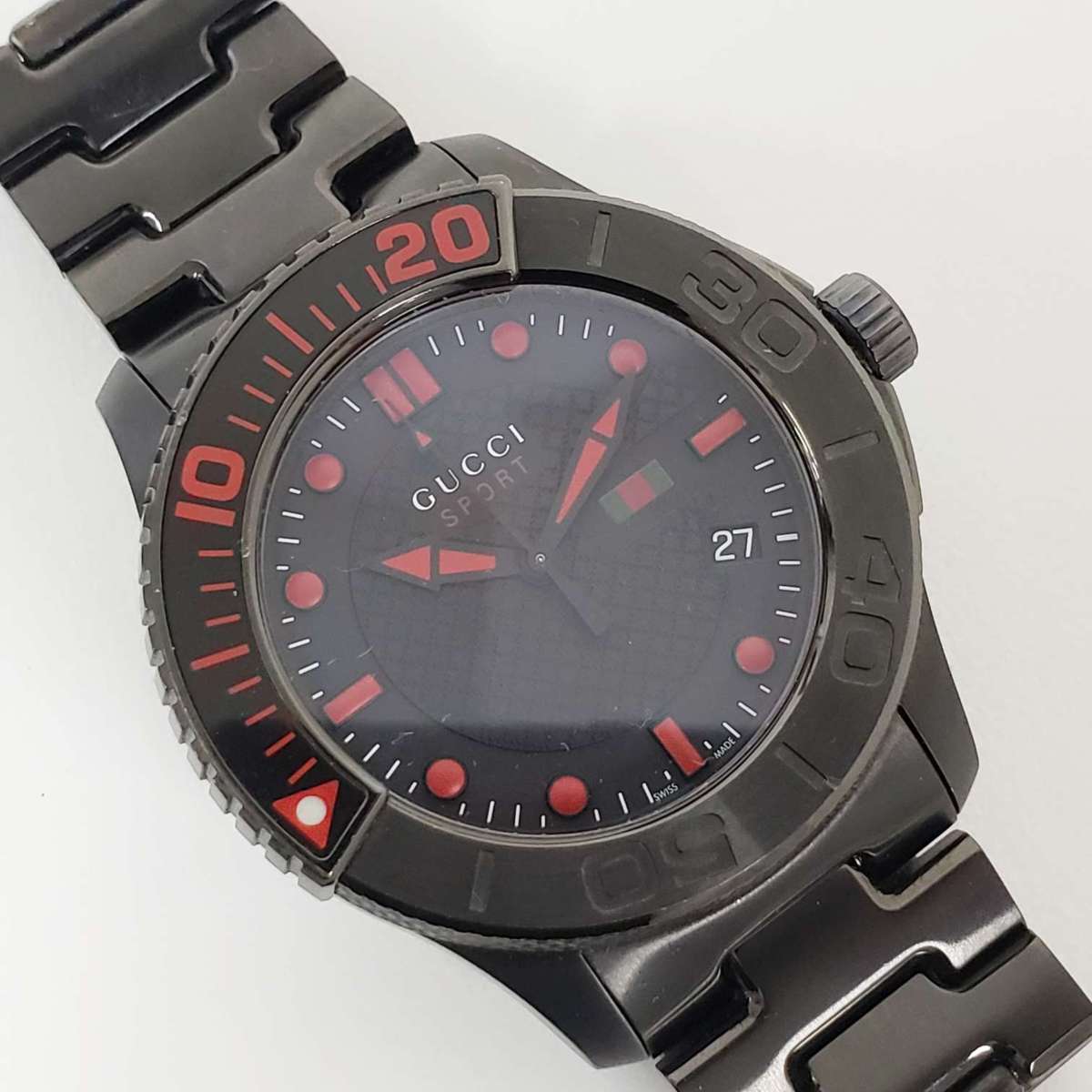  Shop Authentic Gucci G Timeless Sport Black Dial Black Steel Strap Watch For Men - YA126230 - Luxxuri