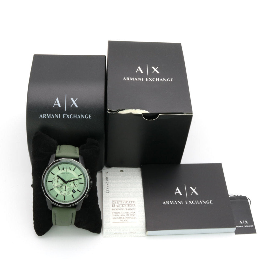  Shop Authentic Armani Exchange Banks Chronograph Green Dial Green Leather Strap Watch For Men - AX1725 - Luxxuri
