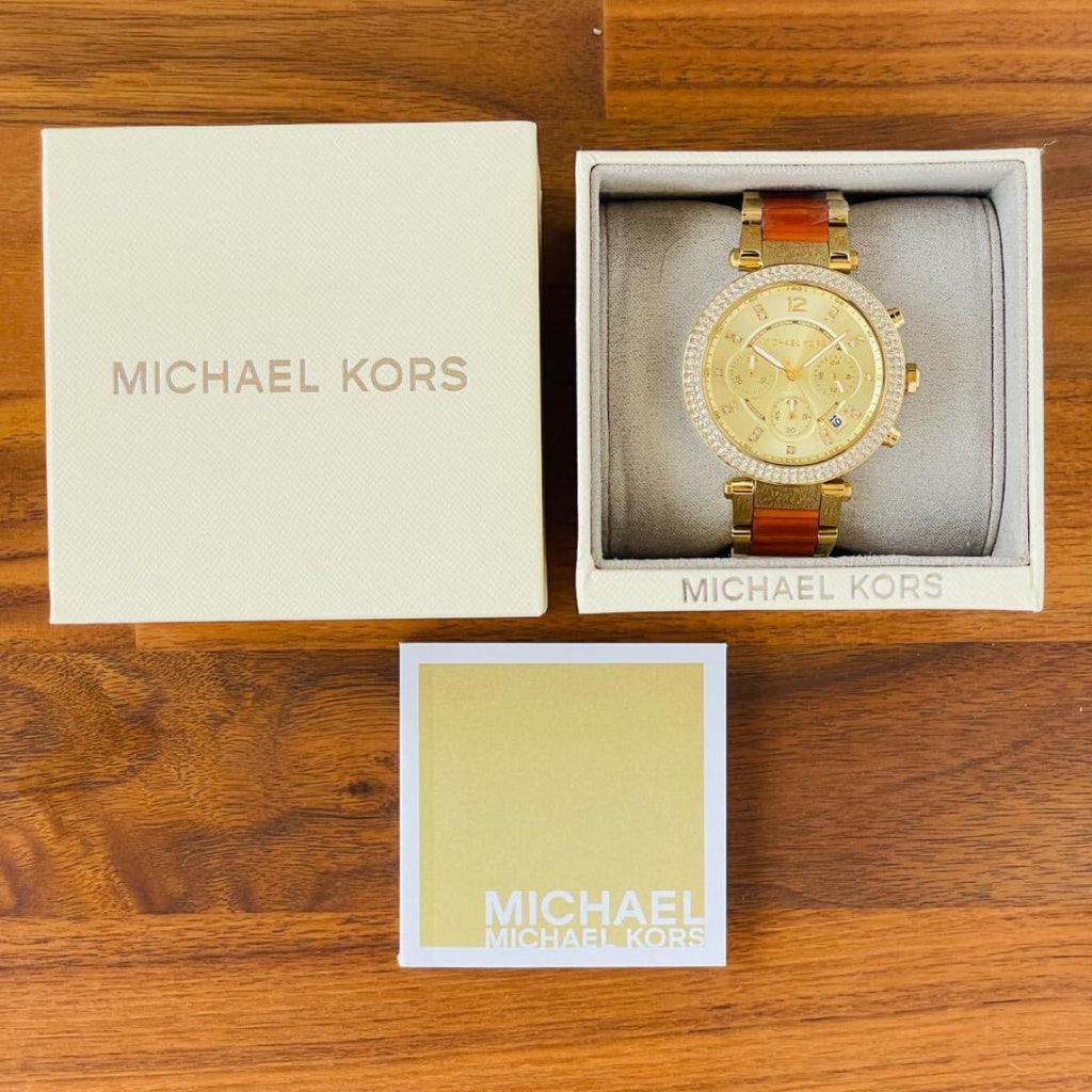  Shop Authentic Michael Kors Parker Gold Dial Two Tone Steel Strap Watch for Women - MK6139 - Luxxuri