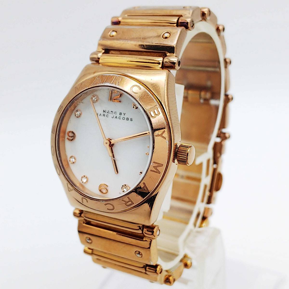 Marc Jacobs Amy White Dial Rose Gold Steel Strap Watch for Women - MBM8559