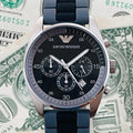 Emporio Armani Sportivo Black Dial Two Tone Ceramic Bracelet Watch For Men - AR5866