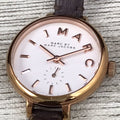 Marc Jacobs Sally White Dial Black Leather Strap Watch for Women - MBM1352