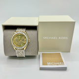  Shop Authentic Michael Kors Jessa Multifunction Gold Dial White Leather Strap Watch For Women - MK7204 - Luxxuri