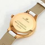  Shop Authentic Swarovski Lovely Crystals Mother of Pearl Dial White Leather Strap Watch for Women - 5242904 - Luxxuri