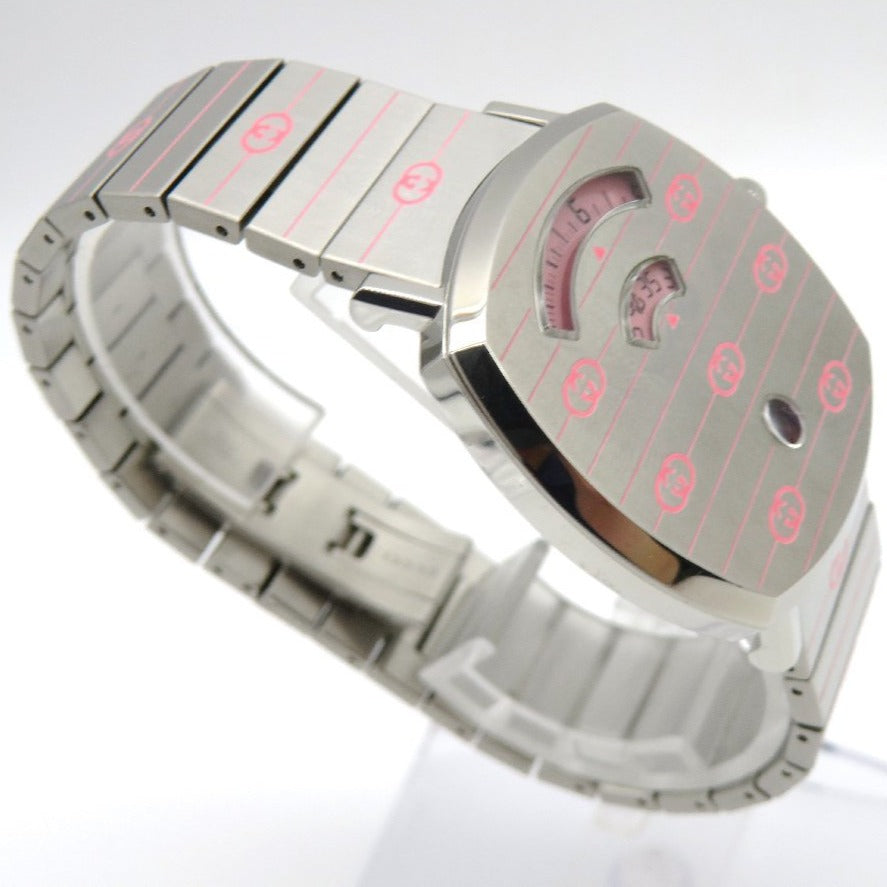  Shop Authentic Gucci Grip Quartz Silver Dial Silver Steel Strap Watch For Women - YA157438 - Luxxuri