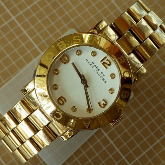  Shop Authentic Marc Jacobs Amy White Dial Gold Steel Strap Watch for Women - MBM3056 - Luxxuri