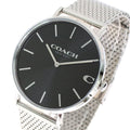 Coach Charles Black Dial Silver Mesh Bracelet Watch for Men - 14602144