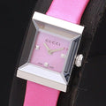  Shop Authentic Gucci G-Frame Square Fuchsia Mother of Pearl Dial Fuchsia Leather Strap Watch For Women - YA128533 - Luxxuri