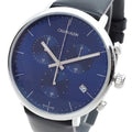  Shop Authentic Calvin Klein High Noon Chronograph Blue Dial Black Leather Strap Watch for Men - K8M271CN - Luxxuri