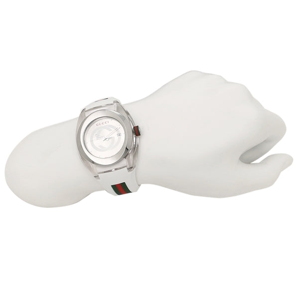  Shop Authentic Gucci SYNC XXL White Dial White Rubber Strap Watch For Men - YA137102 - Luxxuri
