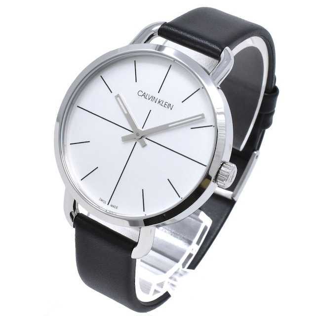  Shop Authentic Calvin Klein Evan White Dial Black Leather Strap Watch for Women - K7B231CY - Luxxuri