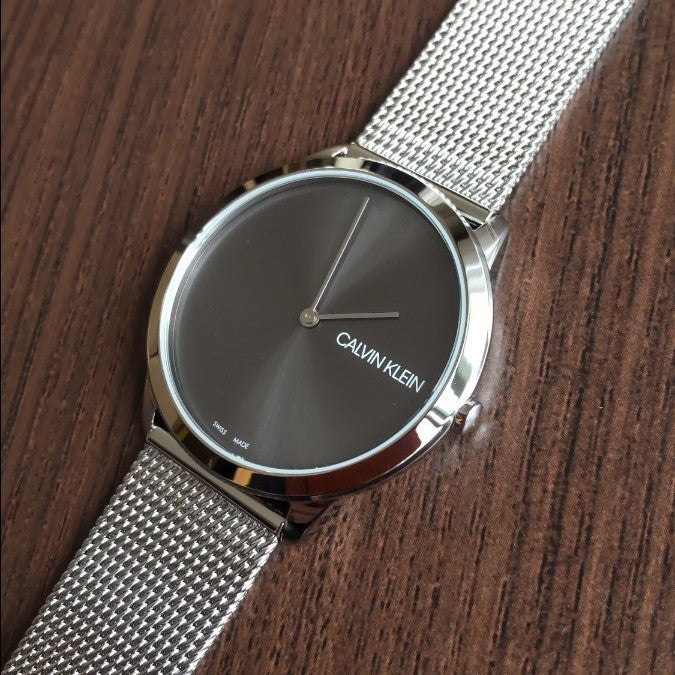 Shop Authentic Calvin Klein Minimal Grey Dial Silver Mesh Bracelet Watch for Men - K3M211Y3 - Luxxuri