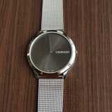  Shop Authentic Calvin Klein Minimal Grey Dial Silver Mesh Bracelet Watch for Men - K3M211Y3 - Luxxuri