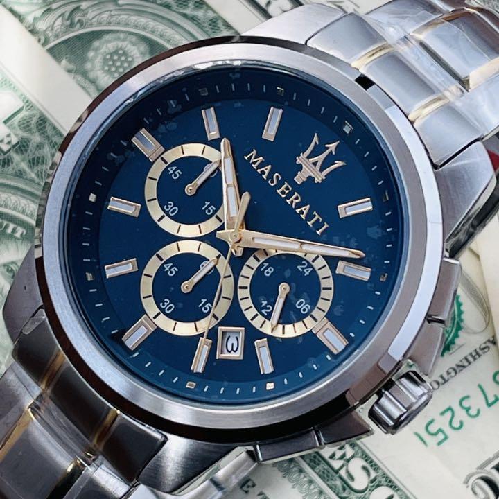  Shop Authentic Maserati Successo 44mm Chronograph Quartz Blue Dial Silver Steel Strap Watch For Men - R8873621016 - Luxxuri