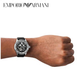  Shop Authentic Emporio Armani Renato Chronograph Automatic Black Dial Black Leather Strap Watch For Men - AR60051 - Luxxuri
