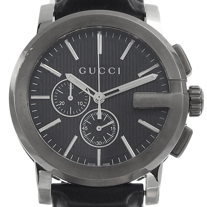  Shop Authentic Gucci G Chrono Black Dial Black Leather Strap Watch For Men - YA101205 - Luxxuri