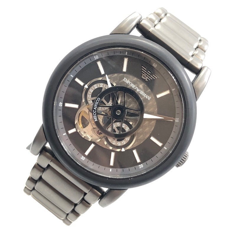  Shop Authentic Emporio Armani Meccanico Automatic Black Dial Black Steel Strap Watch For Men - AR60010 - Luxxuri