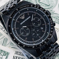  Shop Authentic Emporio Armani Tazio Chronograph Black Dial Black Steel Strap Watch For Men - AR5989 - Luxxuri