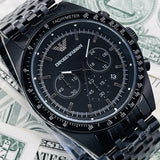  Shop Authentic Emporio Armani Tazio Chronograph Black Dial Black Steel Strap Watch For Men - AR5989 - Luxxuri