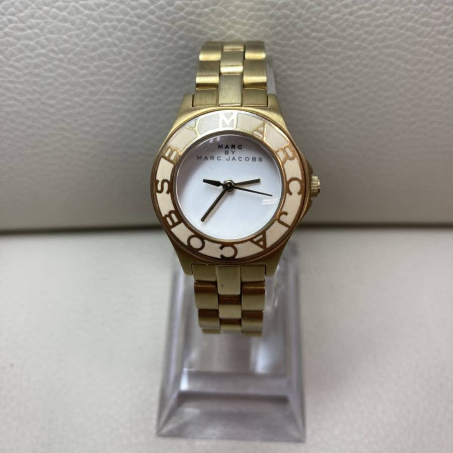Marc Jacobs Blade White Dial Gold Steel Strap Watch for Women - MBM3050