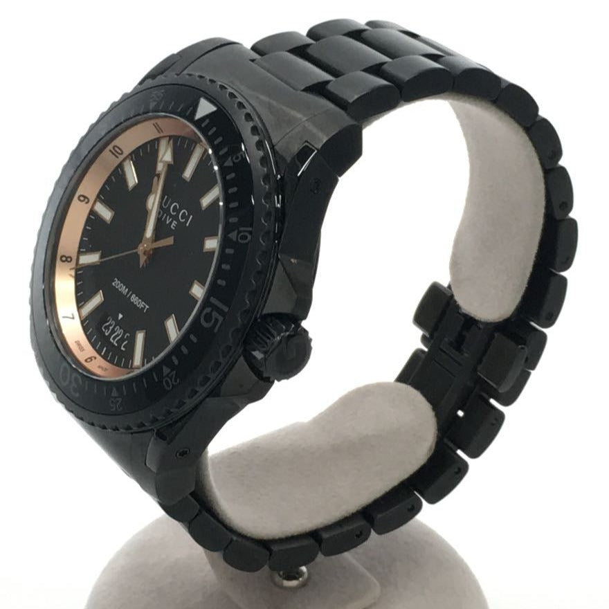  Shop Authentic Gucci Dive Quartz Black Dial Black Steel Strap Watch For Men - YA136213 - Luxxuri