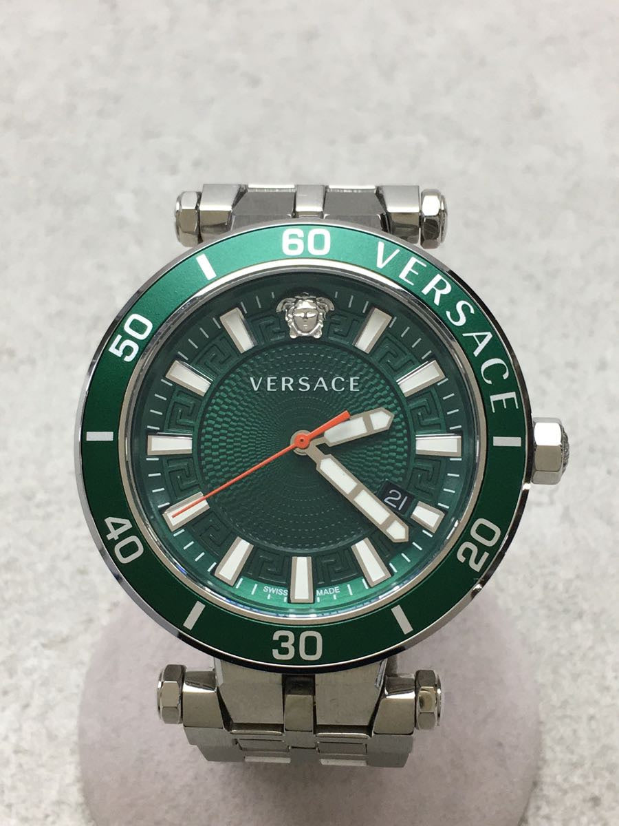  Shop Authentic Versace Greca Sport Quartz Green Dial Silver Steel Strap Watch For Men - VEZ300421 - Luxxuri