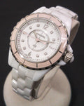  Shop Authentic Chanel J12 Quartz Diamonds Ceramic White Dial White Steel Strap Watch for Women - J12 H4466 - Luxxuri