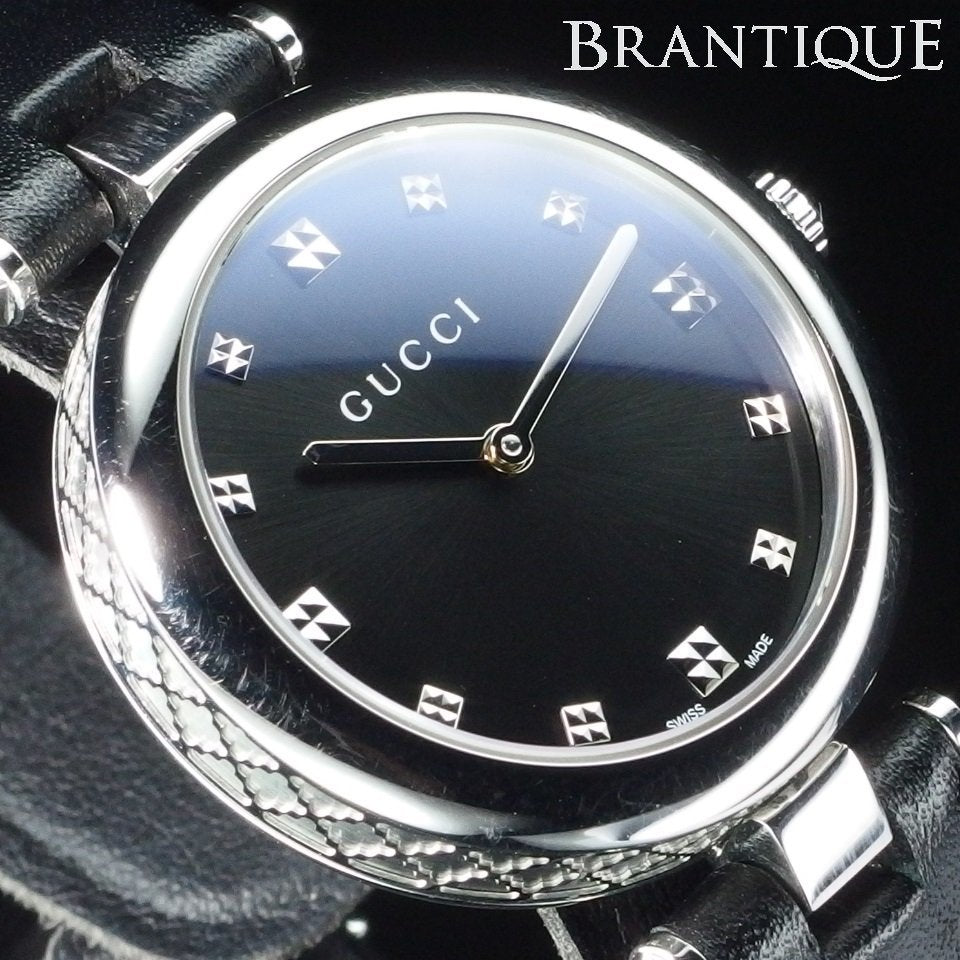  Shop Authentic Gucci Diamantissima Diamonds Black Dial Black Leather Strap Watch For Women - YA141403 - Luxxuri