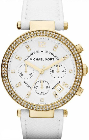  Shop Authentic Michael Kors Parker White Dial with Diamonds White Leather Strap Watch for Women - MK2290 - Luxxuri
