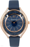  Shop Authentic Swarovski Crystalline Aura Blue Dial Blue Leather Strap Watch for Women - 5519447 - Luxxuri