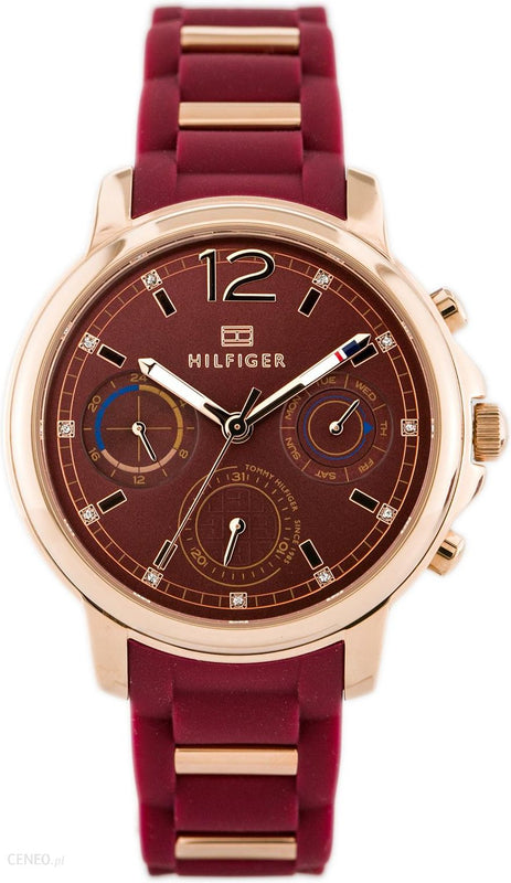  Shop Authentic Tommy Hilfiger Claudia Red Dial Two Tone Steel Strap Watch for Women - 1781744 - Luxxuri