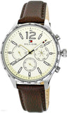  Shop Authentic Tommy Hilfiger Gavin Chronograph White Dial Brown Leather Strap Watch for Men - 1791467 - Luxxuri